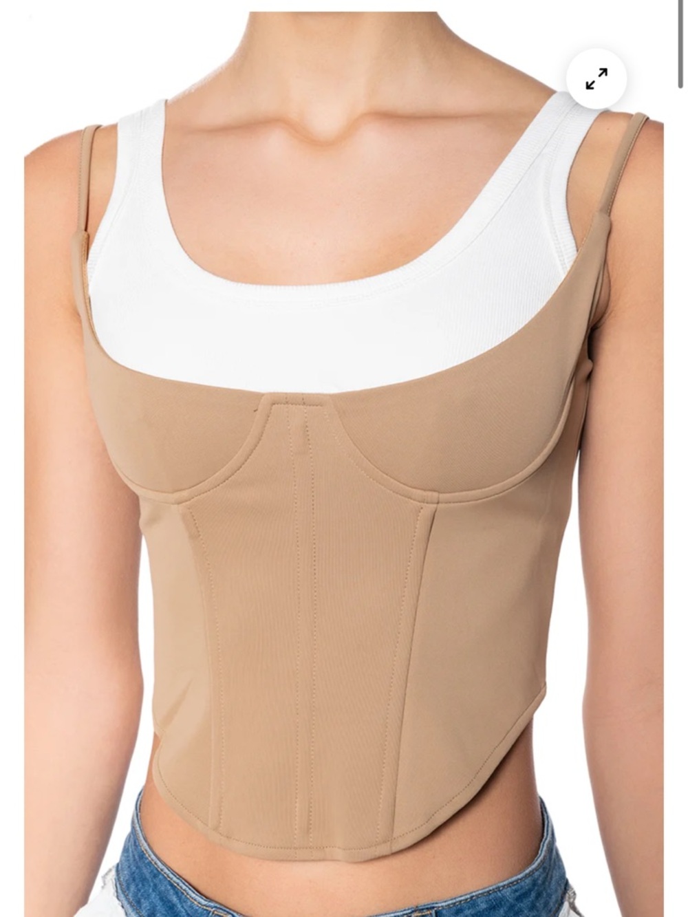 AKIRA Neutral Beige Corset Tank Top